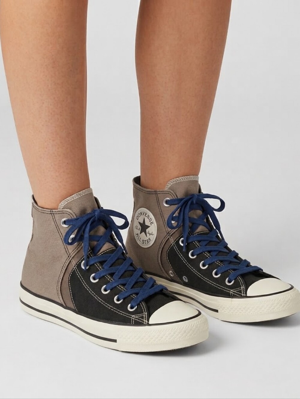 Converse All Star Two Fold High Top Blue Leather Gray Canvas 6 W 4 M Streetwear